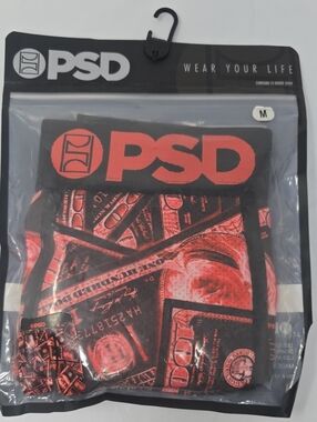 PSD Men’s Boxer Briefs - Black & Red Money Graphic